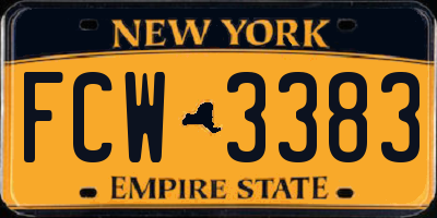 NY license plate FCW3383
