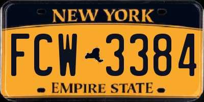 NY license plate FCW3384