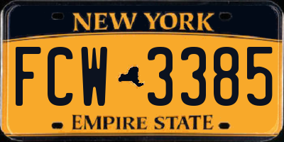 NY license plate FCW3385