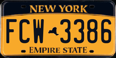 NY license plate FCW3386
