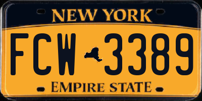 NY license plate FCW3389