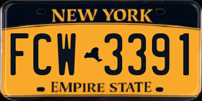 NY license plate FCW3391