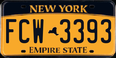 NY license plate FCW3393