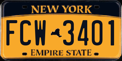 NY license plate FCW3401