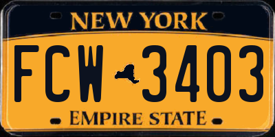 NY license plate FCW3403