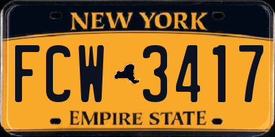 NY license plate FCW3417