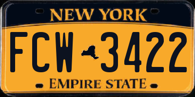 NY license plate FCW3422