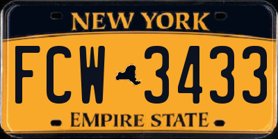NY license plate FCW3433