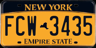 NY license plate FCW3435