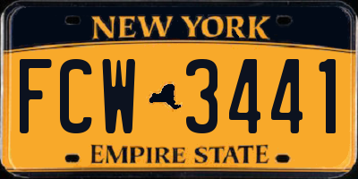 NY license plate FCW3441