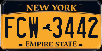 NY license plate FCW3442