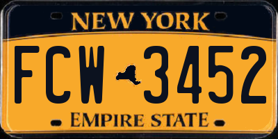 NY license plate FCW3452