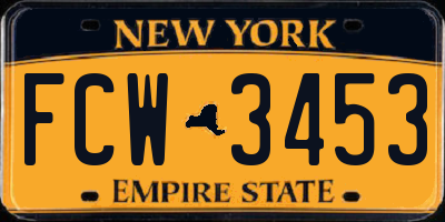 NY license plate FCW3453