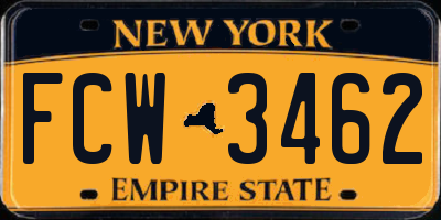 NY license plate FCW3462