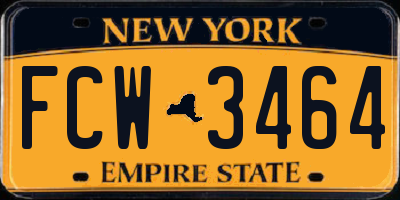 NY license plate FCW3464