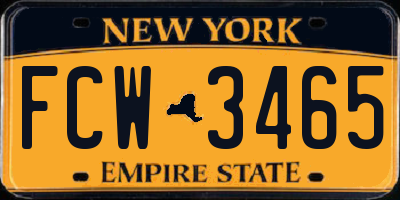 NY license plate FCW3465
