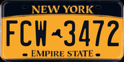 NY license plate FCW3472