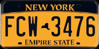 NY license plate FCW3476