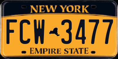NY license plate FCW3477
