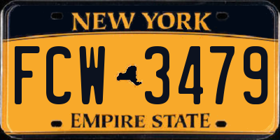 NY license plate FCW3479