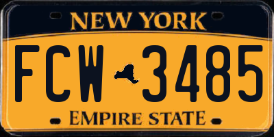 NY license plate FCW3485