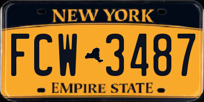 NY license plate FCW3487