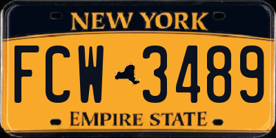 NY license plate FCW3489