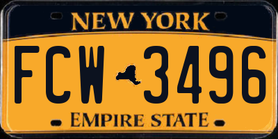 NY license plate FCW3496