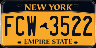 NY license plate FCW3522