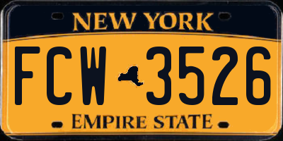 NY license plate FCW3526