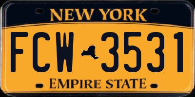NY license plate FCW3531