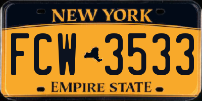 NY license plate FCW3533