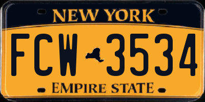NY license plate FCW3534