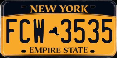 NY license plate FCW3535