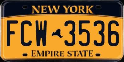 NY license plate FCW3536