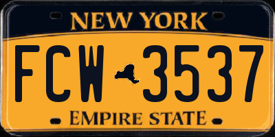 NY license plate FCW3537