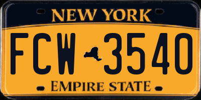NY license plate FCW3540