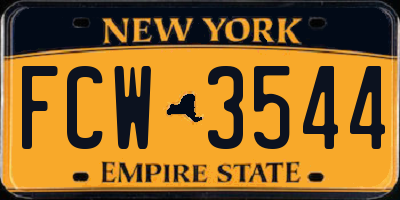 NY license plate FCW3544