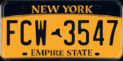 NY license plate FCW3547