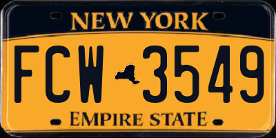 NY license plate FCW3549