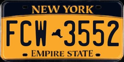 NY license plate FCW3552