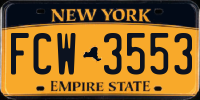 NY license plate FCW3553