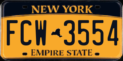 NY license plate FCW3554