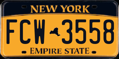 NY license plate FCW3558