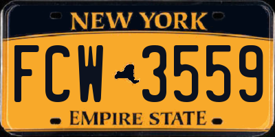 NY license plate FCW3559