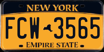 NY license plate FCW3565