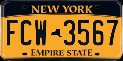 NY license plate FCW3567