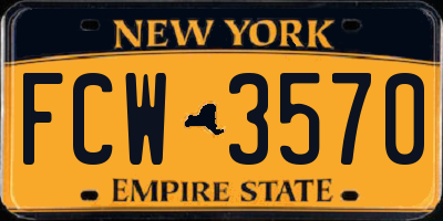 NY license plate FCW3570
