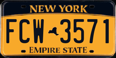 NY license plate FCW3571
