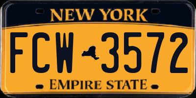NY license plate FCW3572